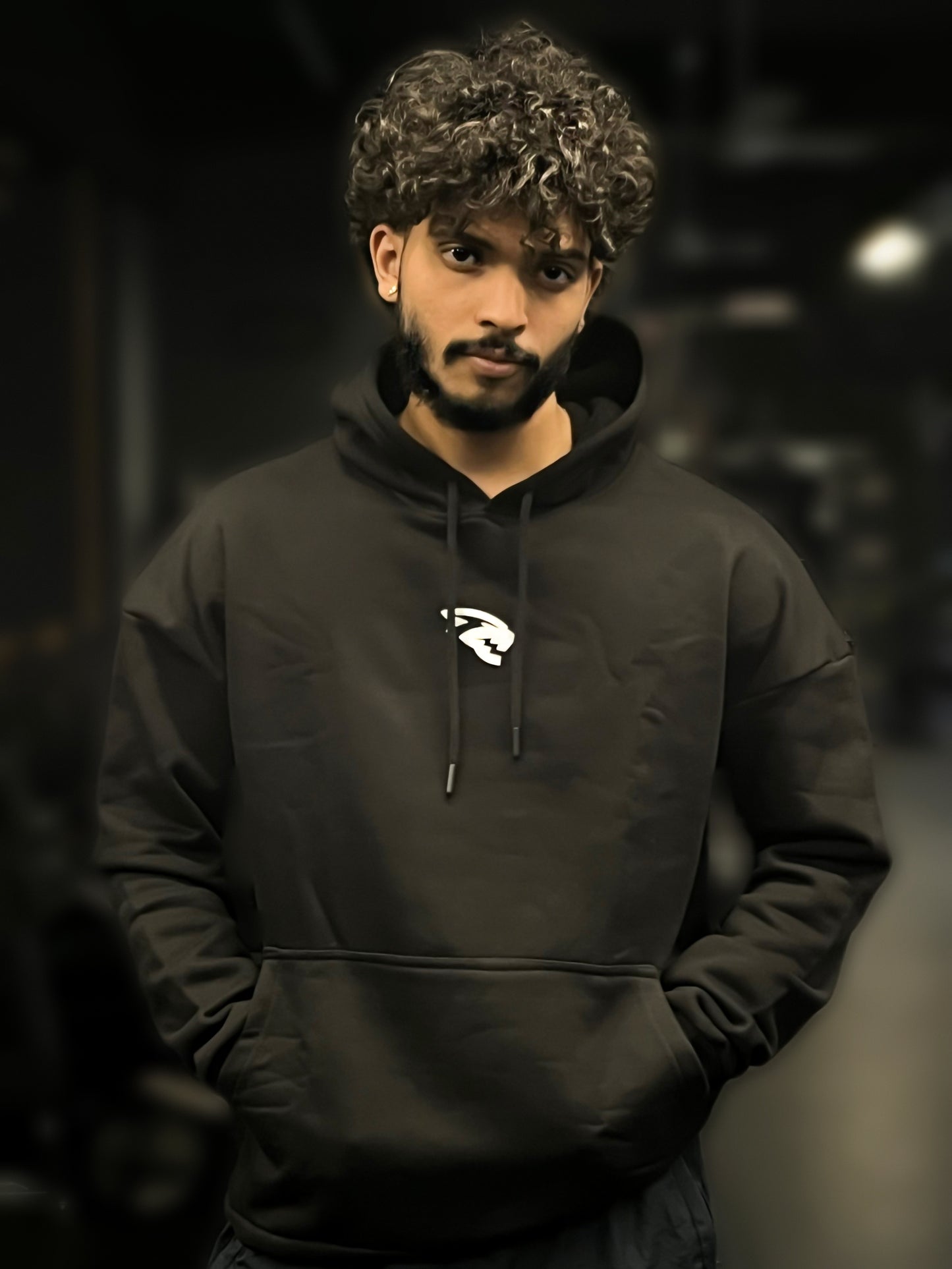 Brand-Mark Oversized Hoodie Black