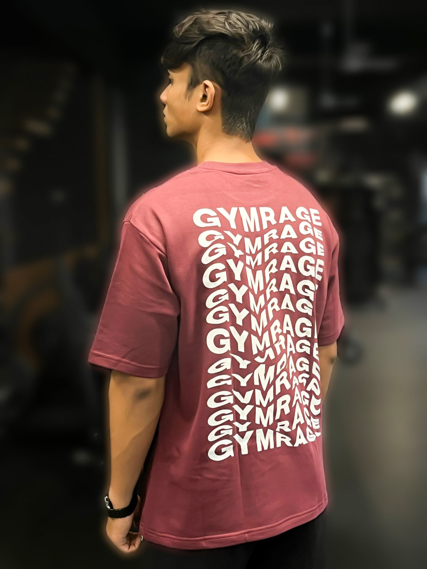 GYMRAGE Illusion Oversized T-shirt Maroon