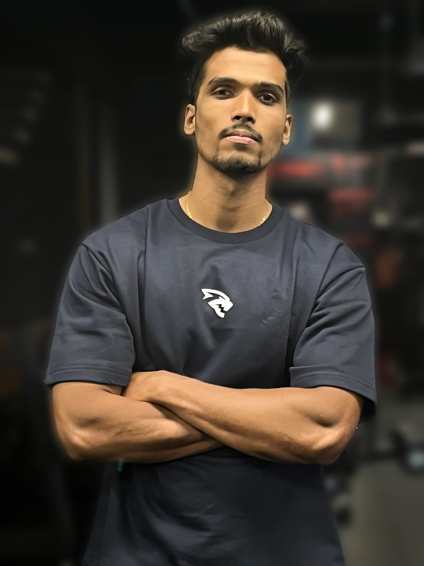 GYMRAGE Brand-Mark Oversized T-shirt Navy Blue