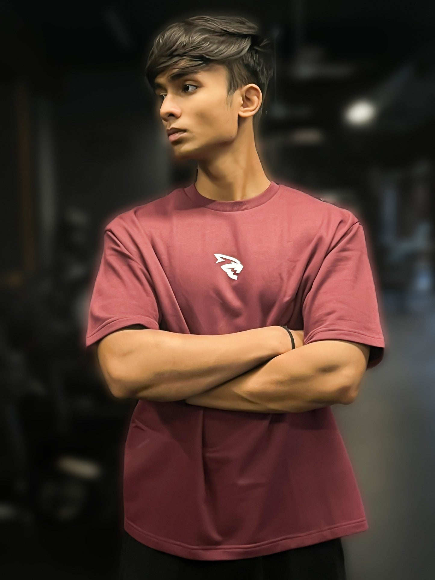 GYMRAGE Illusion Oversized T-shirt Maroon