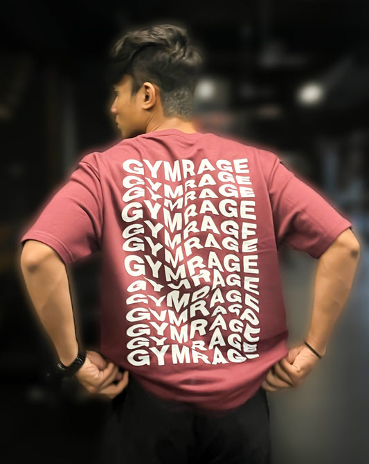 GYMRAGE Illusion Oversized T-shirt Maroon