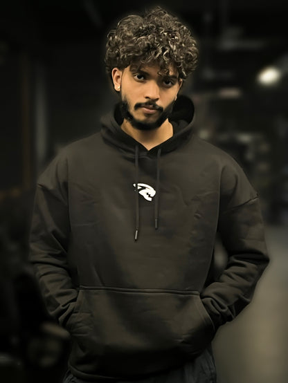 Brand-Mark Oversized Hoodie Black