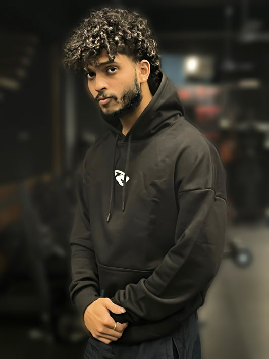 Brand-Mark Oversized Hoodie Black